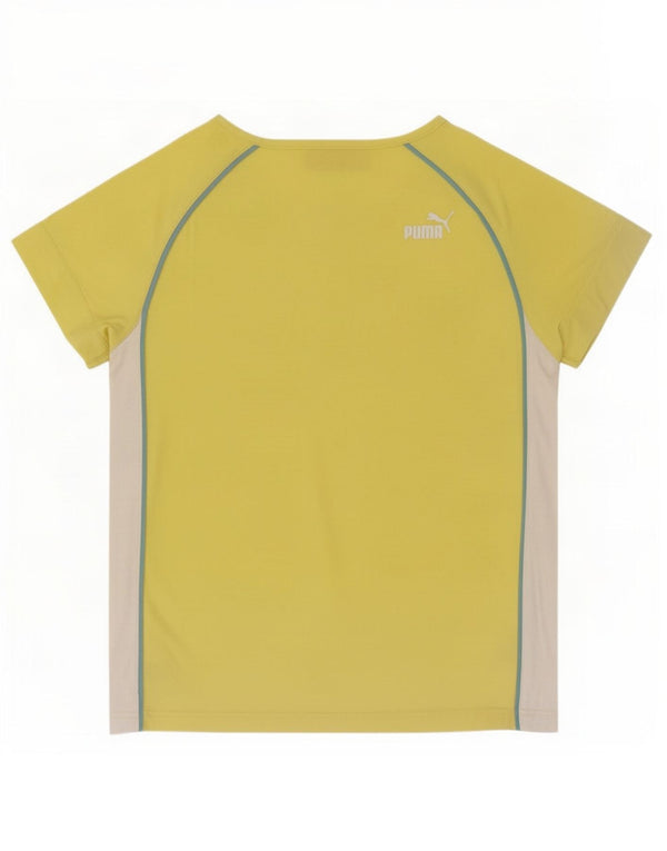 Puma Womens T-Shirt Top UK 12 Medium Yellow Striped