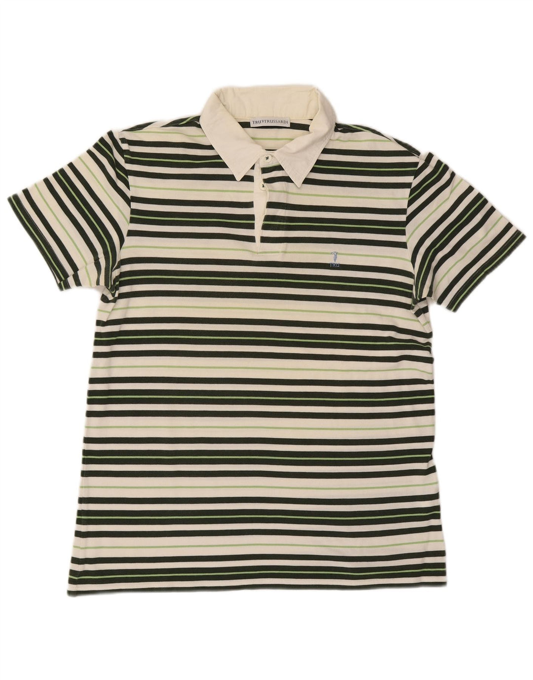 Trussardi Mens Polo Shirt Medium Multicoloured Striped Cotton