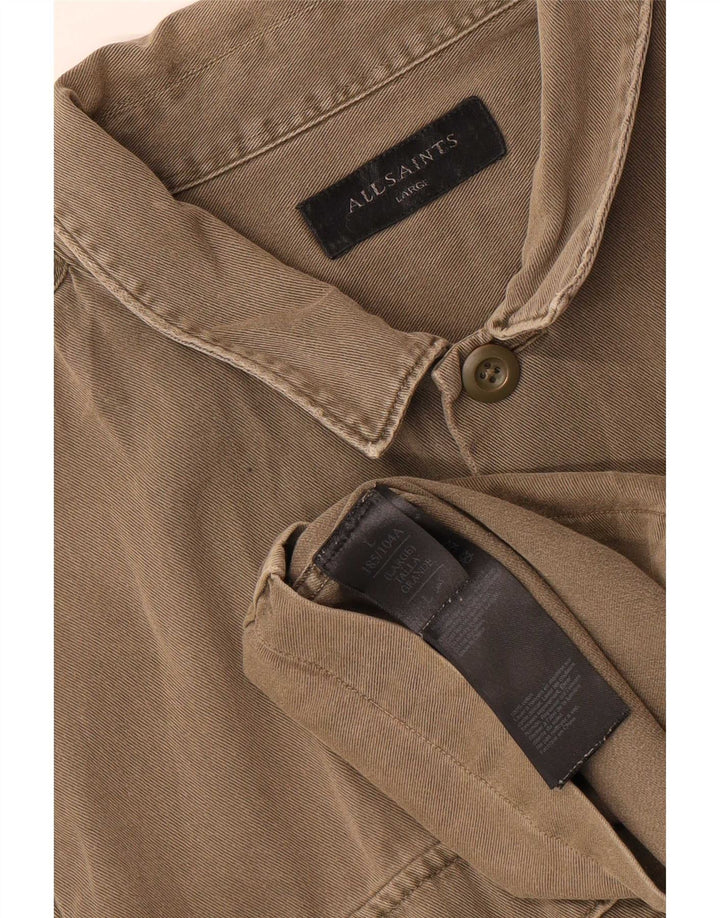 All Saints Mens Shirt Large Khaki Cotton