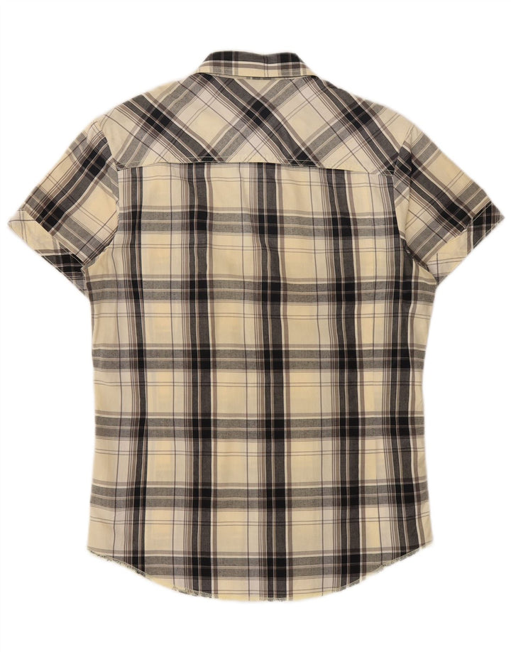 Lee Kortærmet Militærskjorte til mænd Medium Beige Plaid Bomuld