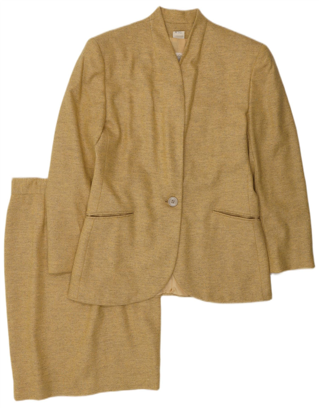 FERRE Womens 1 Button 2 Piece Skirt Set UK 14 Medium W28  Yellow Wool