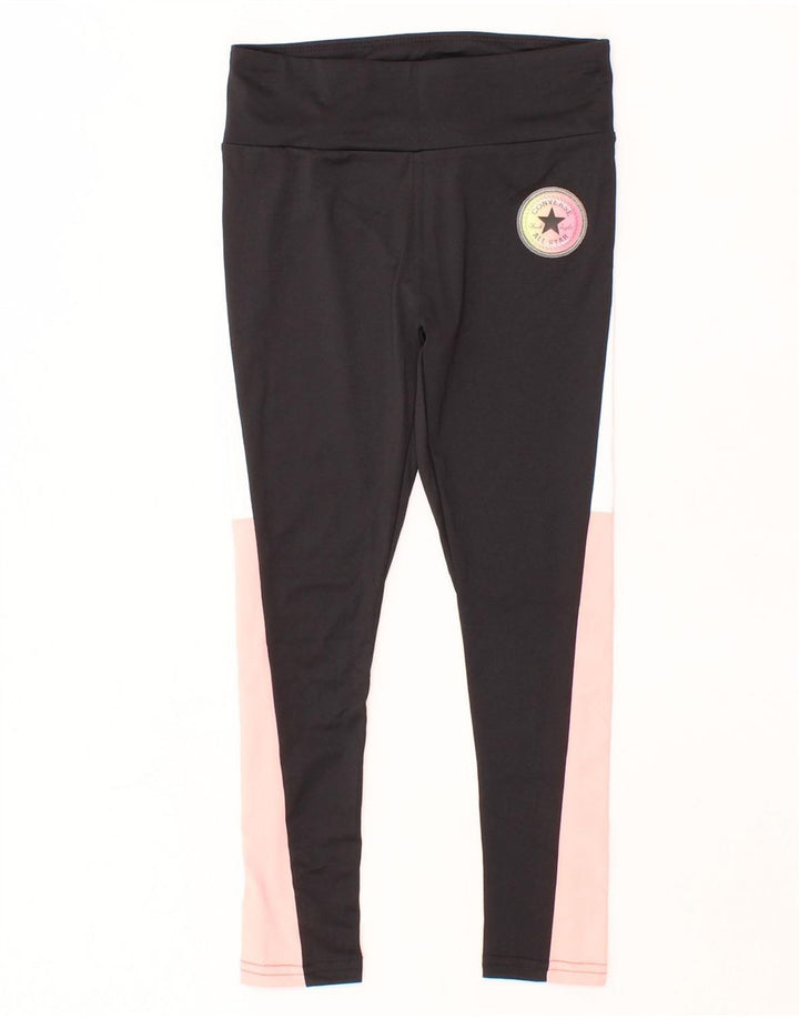CONVERSE Girls Leggings 8-9 Years Small Black Colourblock Polyester Vintage Converse and Second-Hand Converse from Messina Hembry 