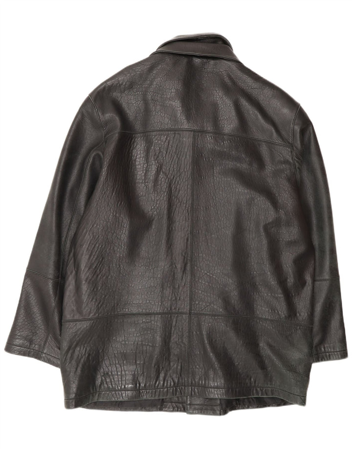 SUMMIT Mens Leather Coat UK 42 XL Black Leather