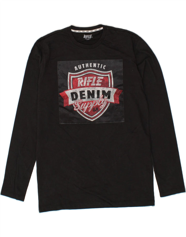 RIFLE Boys Graphic Top Long Sleeve 15-16 Years Black Cotton Vintage Rifle and Second-Hand Rifle from Messina Hembry 