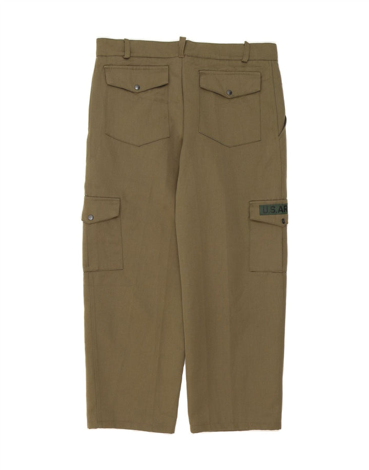 VINTAGE Mens Straight Cargo Trousers W36 L29 Khaki Army Vintage Vintage and Second-Hand Vintage from Messina Hembry 