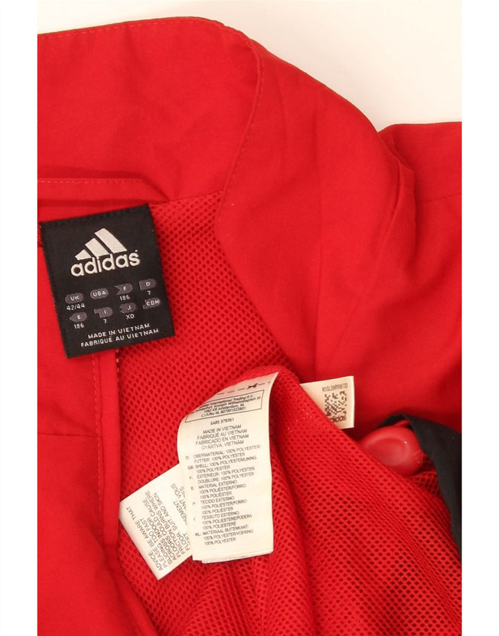 Adidas Mens Tracksuit Top Jacket UK 42/44 Large Red Colourblock Polyester