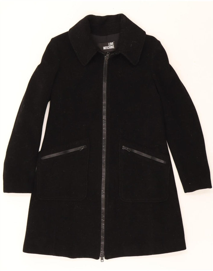 MOSCHINO Womens Overcoat IT 38 XS Black Wool Vintage Moschino and Second-Hand Moschino from Messina Hembry 