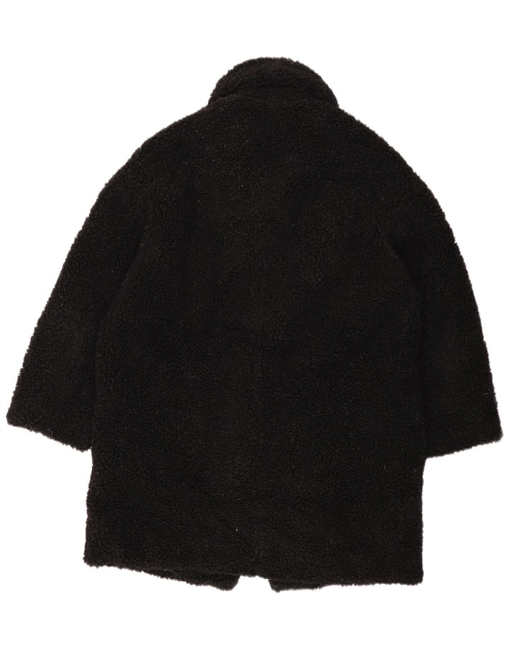 Damski oversize'owy płaszcz polarowy Zara UK 10, mały, czarny poliester
