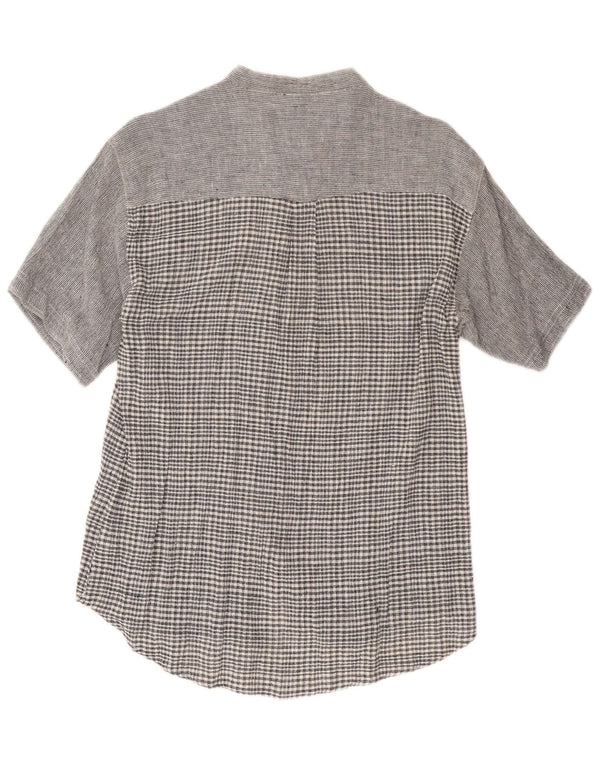 Amaranto Womens Short Sleeve Shirt UK 14 Medium Grey Check Cotton