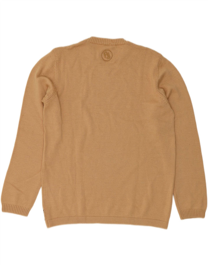 ARMANI JEANS Mens V-Neck Jumper Sweater 2XL Beige Wool Vintage Armani Jeans and Second-Hand Armani Jeans from Messina Hembry 