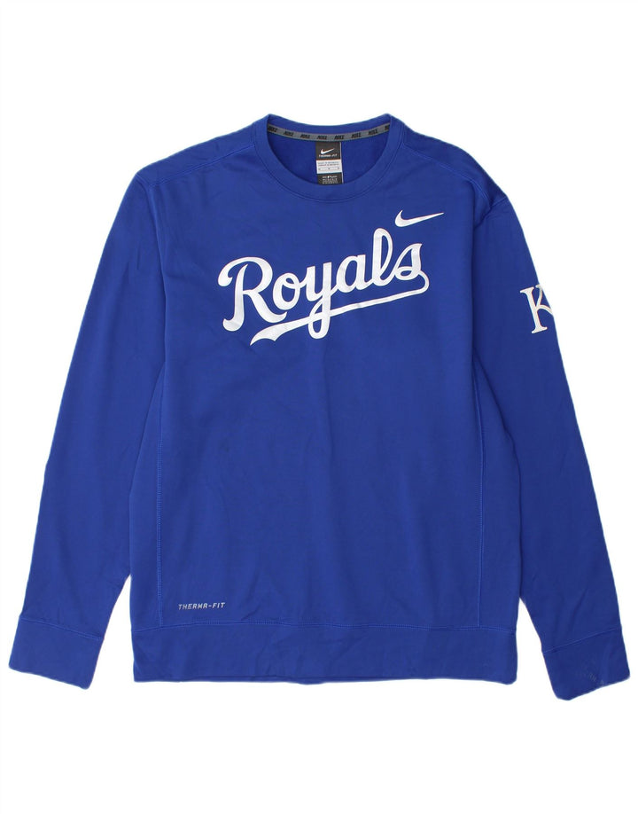 Felpa grafica Nike Therma-Fit da uomo, maglione, poliestere blu medio