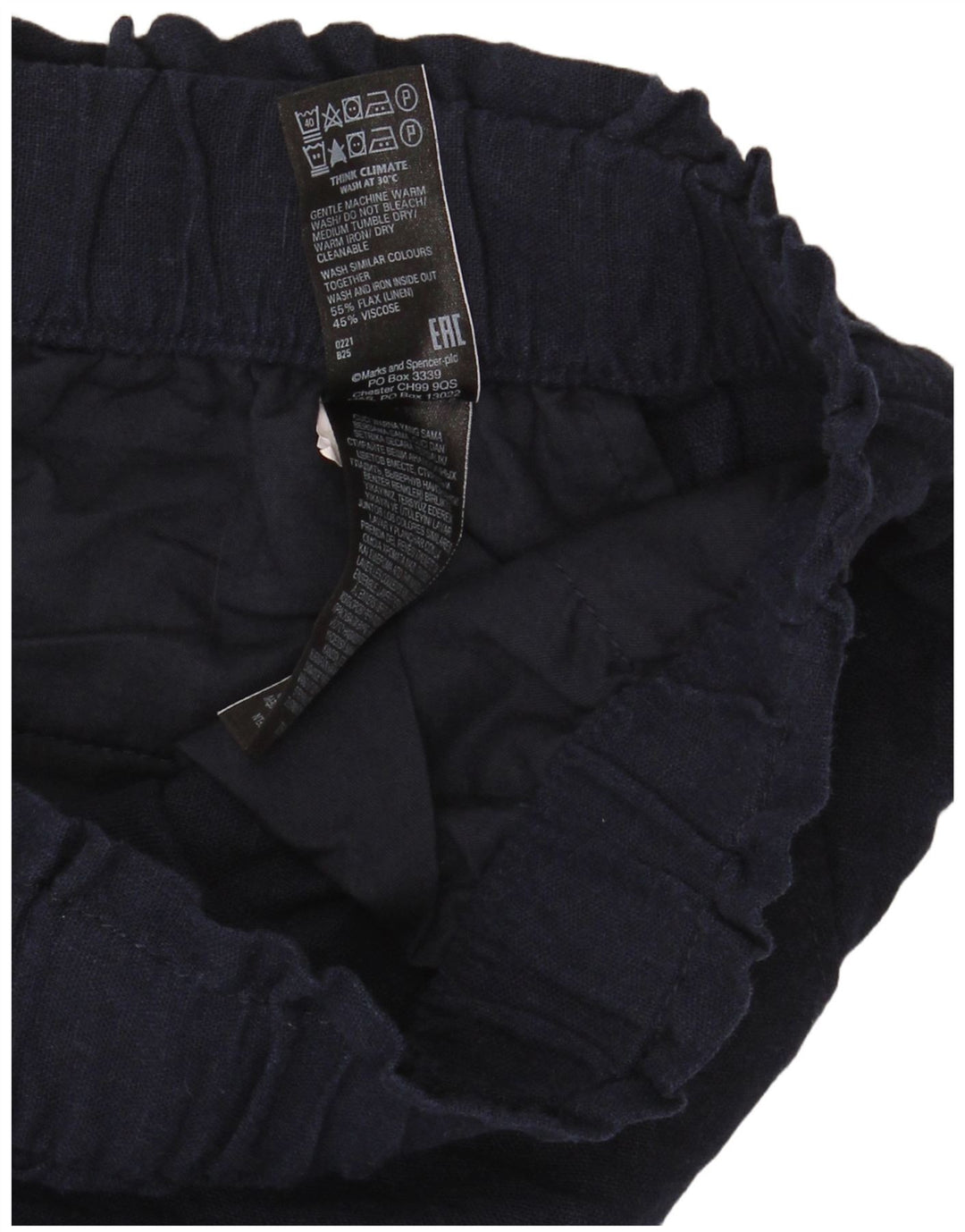 Marks & Spencer Womens Casual Shorts UK 12 Medium W32 Navy Blue Flax