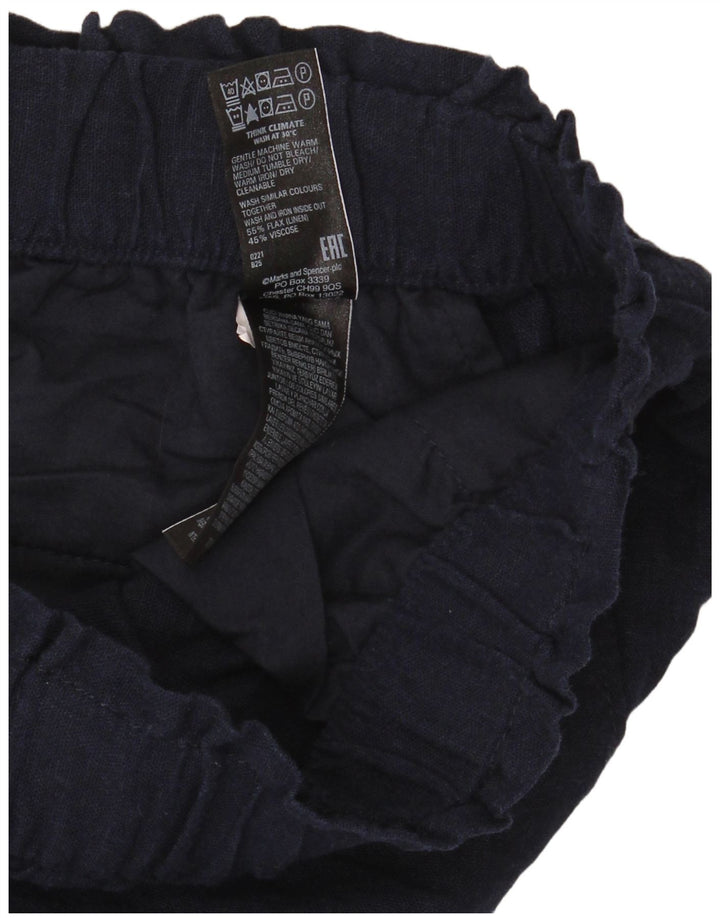 Marks & Spencer Womens Casual Shorts UK 12 Medium W32 Navy Blue Flax