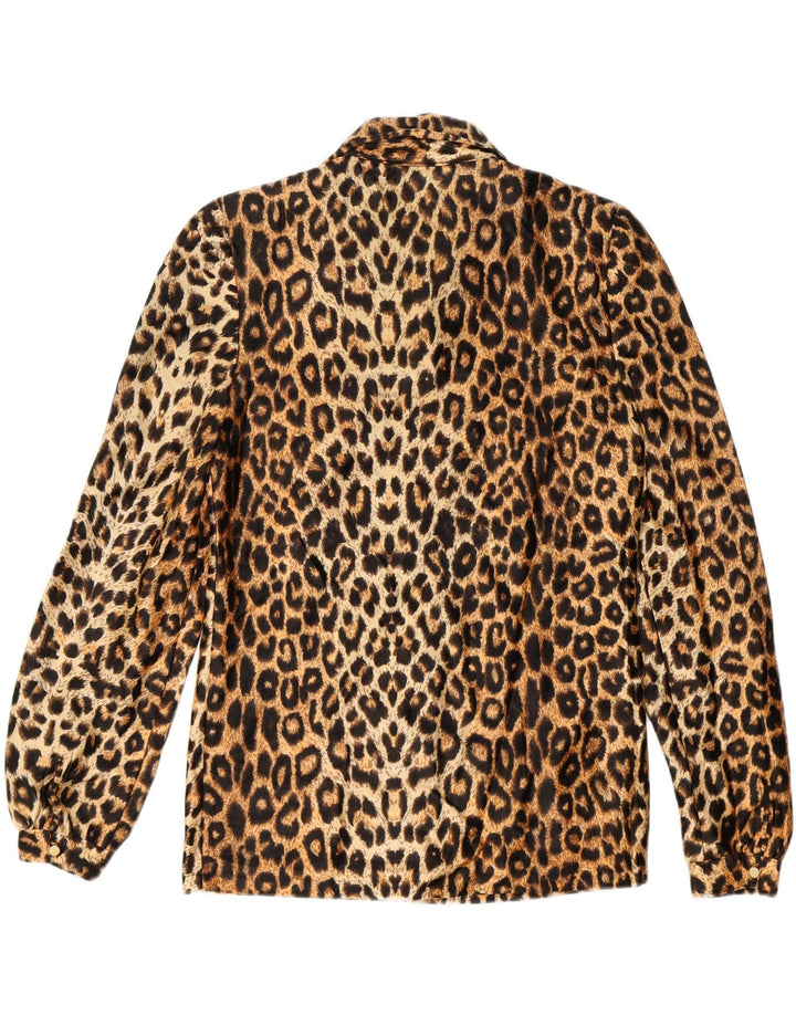 VINTAGE Womens Shirt UK 12 Medium Brown Animal Print Vintage Vintage and Second-Hand Vintage from Messina Hembry 