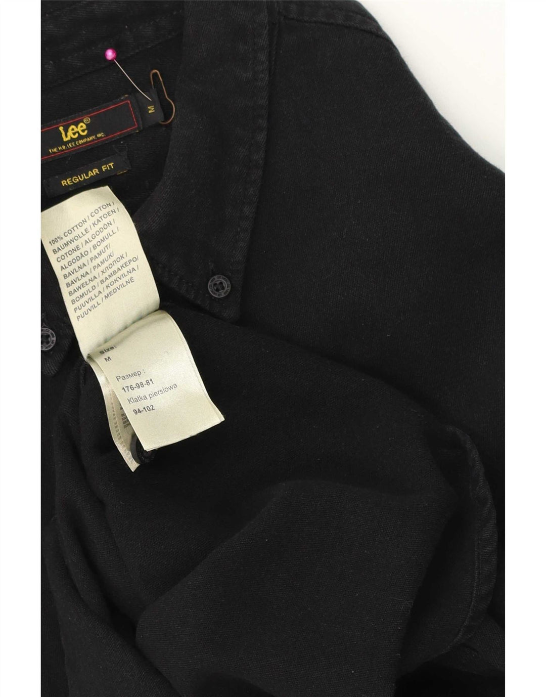 Camisa Lee De Corte Regular Para Hombre De Algodón Negro Mediano