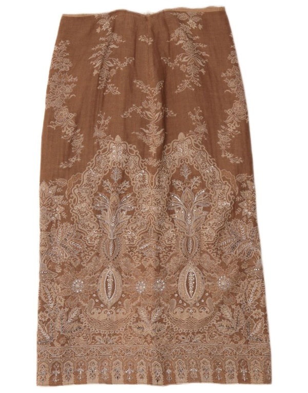 Luisa Spagnoli Womens Midi Skirt IT 46 Large W32  Brown Paisley Wool