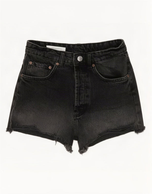 Pantaloncini di jeans da donna Zara EU 34 2XS W24 cotone nero