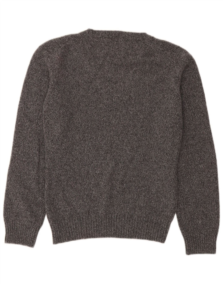 Brooksfield Womens V-Neck Jumper Sweater IT 42 Medium Grey Flecked Wool