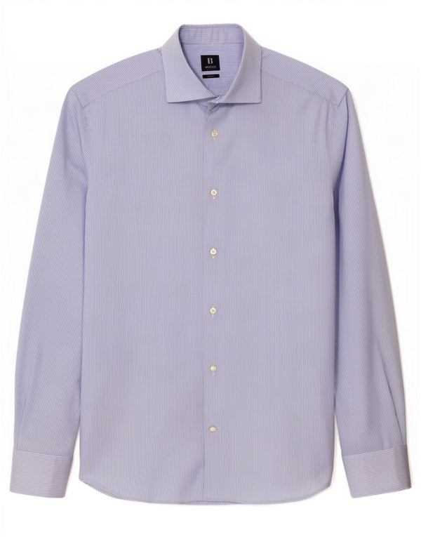 Boggi Mens Milano Slim Fit Chemise Taille 40 Coton à fines rayures bleu moyen