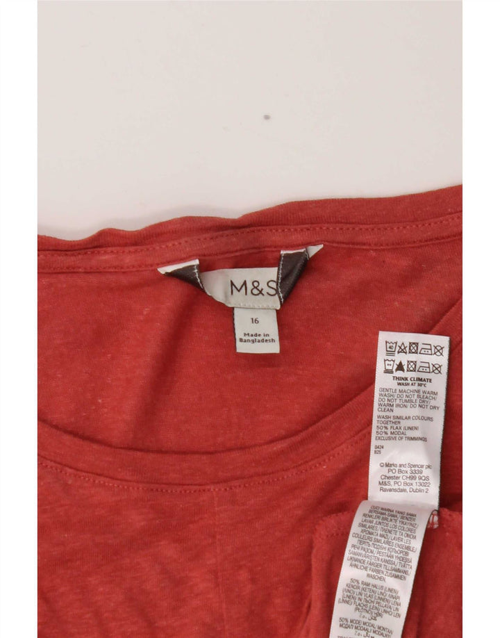 Marks & Spencer Womens Vest Top UK 16 Large  Maroon Linen