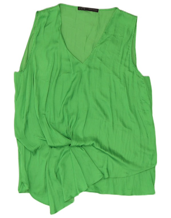 Zara Dame ærmeløs bluse Top UK 18 XL Grøn