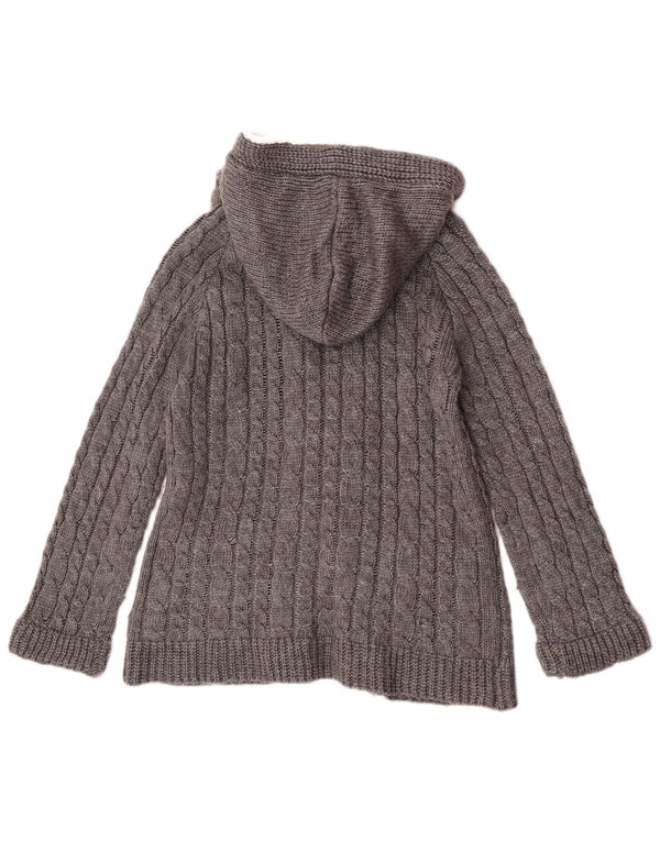 Zara Mujer Cárdigan De Lona Con Capucha Suéter UK 44 Grande Acrílico Gris