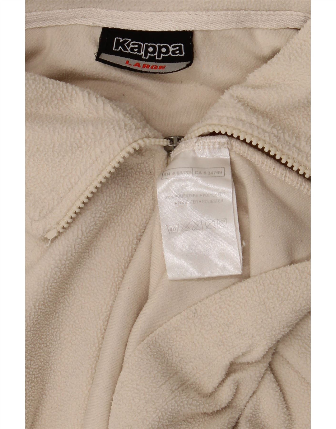 KAPPA Mens Zip Neck Fleece Jumper Large Off White Polyester