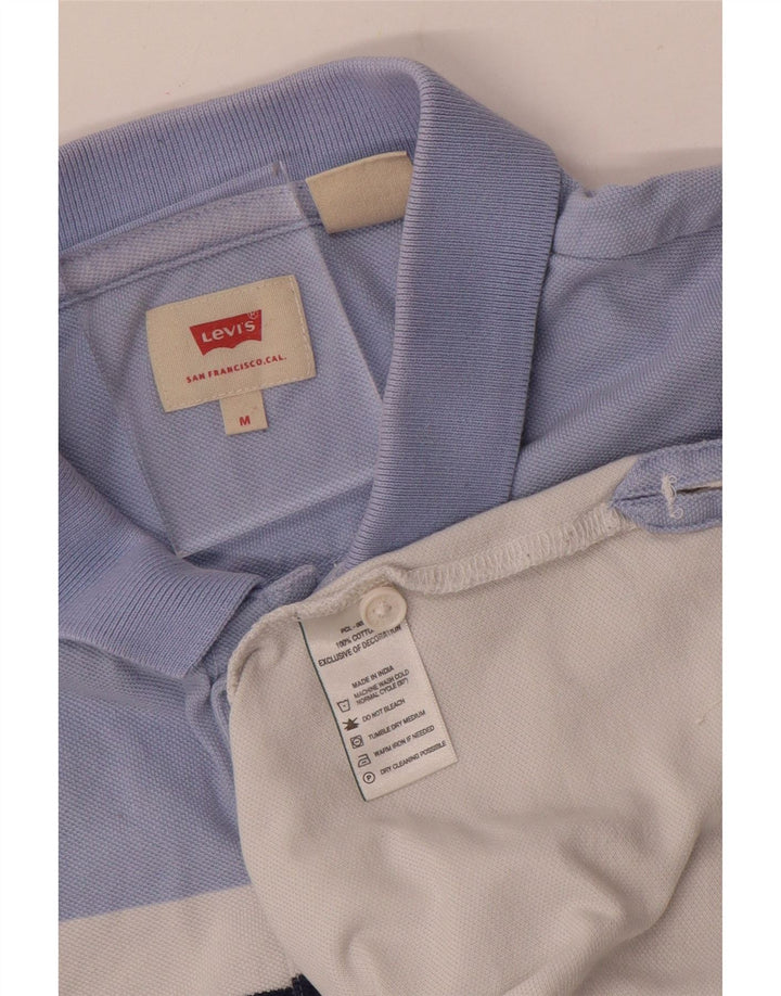 LEVI'S Mens Polo Shirt Medium White Colourblock Cotton
