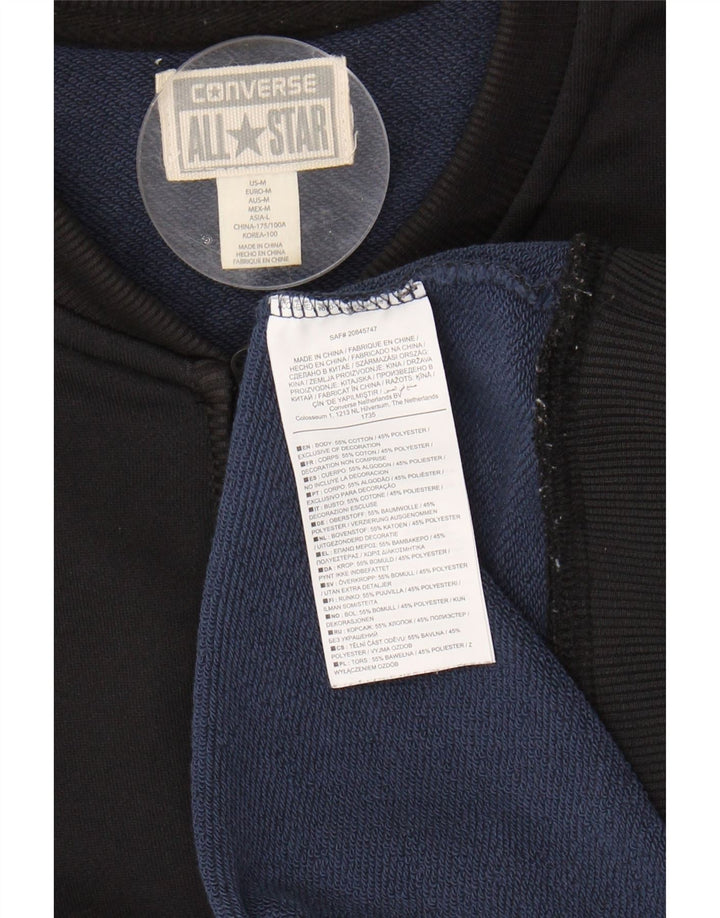CONVERSE Mens Zip Neck Sweatshirt Jumper Medium Black Cotton Vintage Converse and Second-Hand Converse from Messina Hembry 