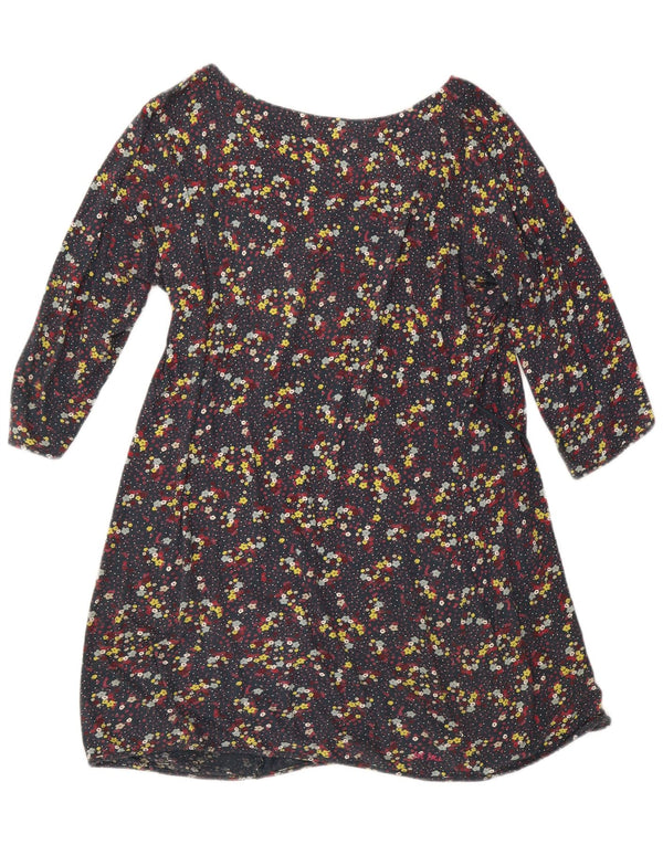 Fat Face Robe trapèze à manches 3/4 pour femme UK 16 Grand coton floral bleu marine