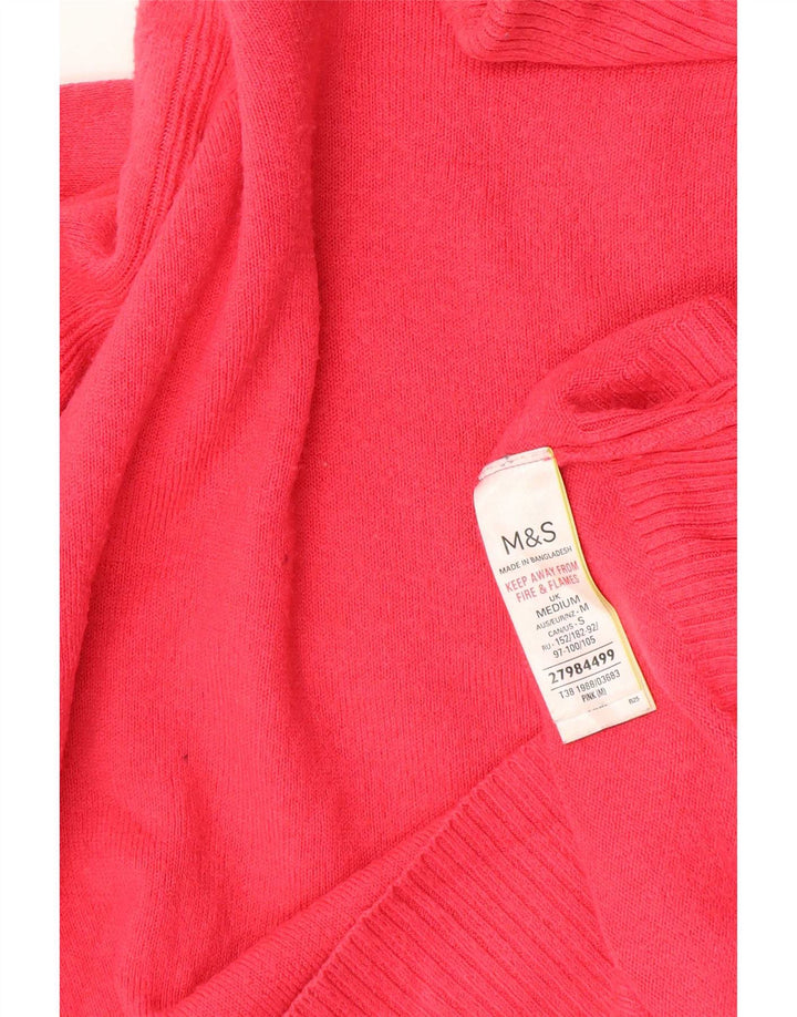 Marks & Spencer Womens Roll Neck Jumper Sweater UK 14 Medium Pink Acrylic