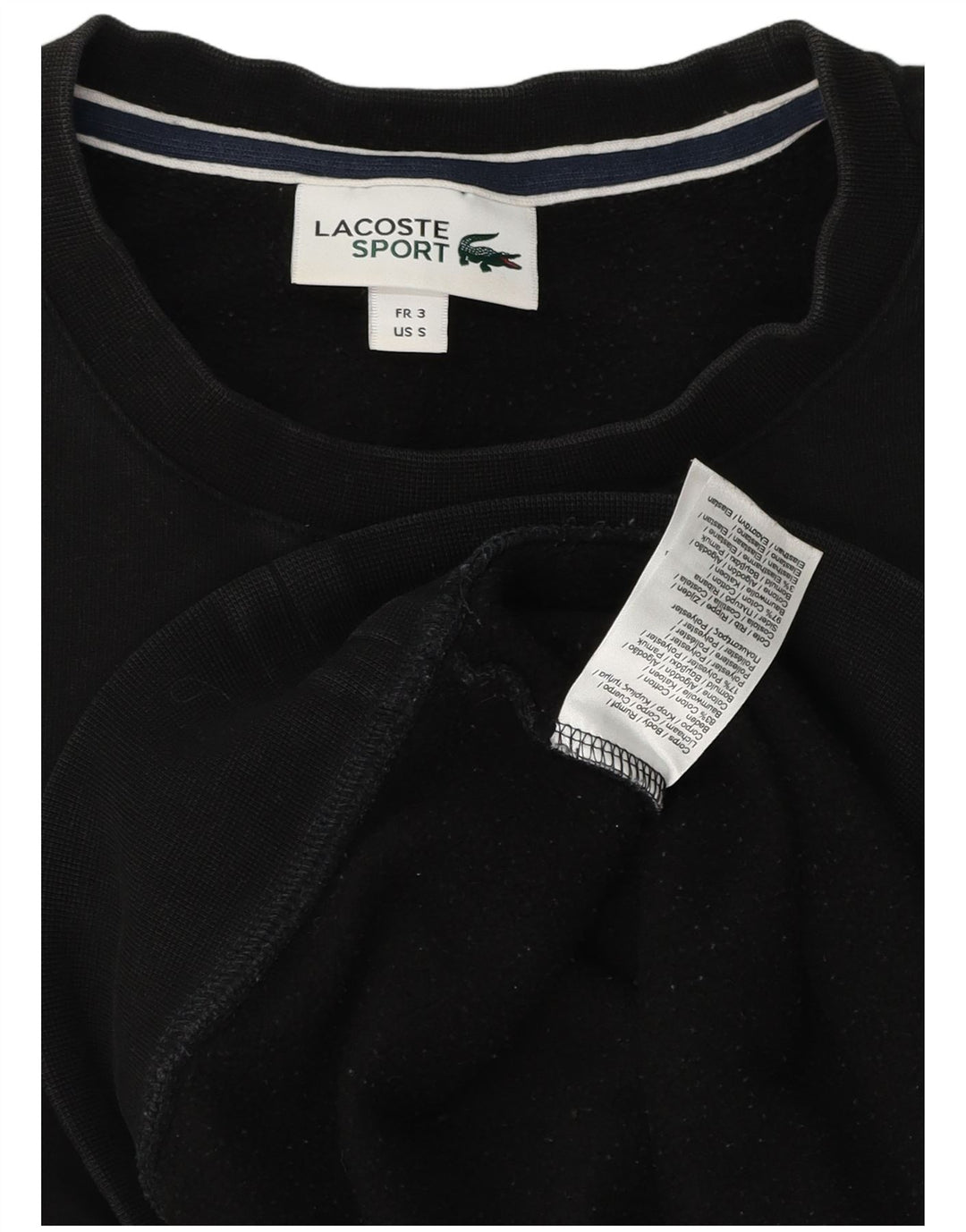 Lacoste Herren-Sweatshirt-Pullover, Größe 3, klein, schwarze Baumwolle