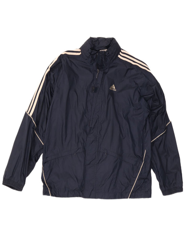Adidas Chaqueta impermeable con capucha para hombre UK 36 Small Azul marino Poliamida