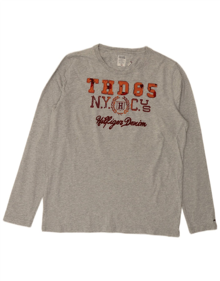 Tommy Hilfiger Uomo Graphic Top Manica Lunga 2XL Cotone Grigio