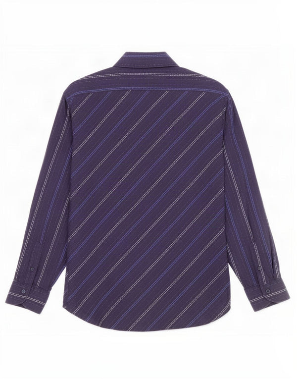 Ted Baker Mens Shirt Size 4 Large Navy Blue Striped Cotton