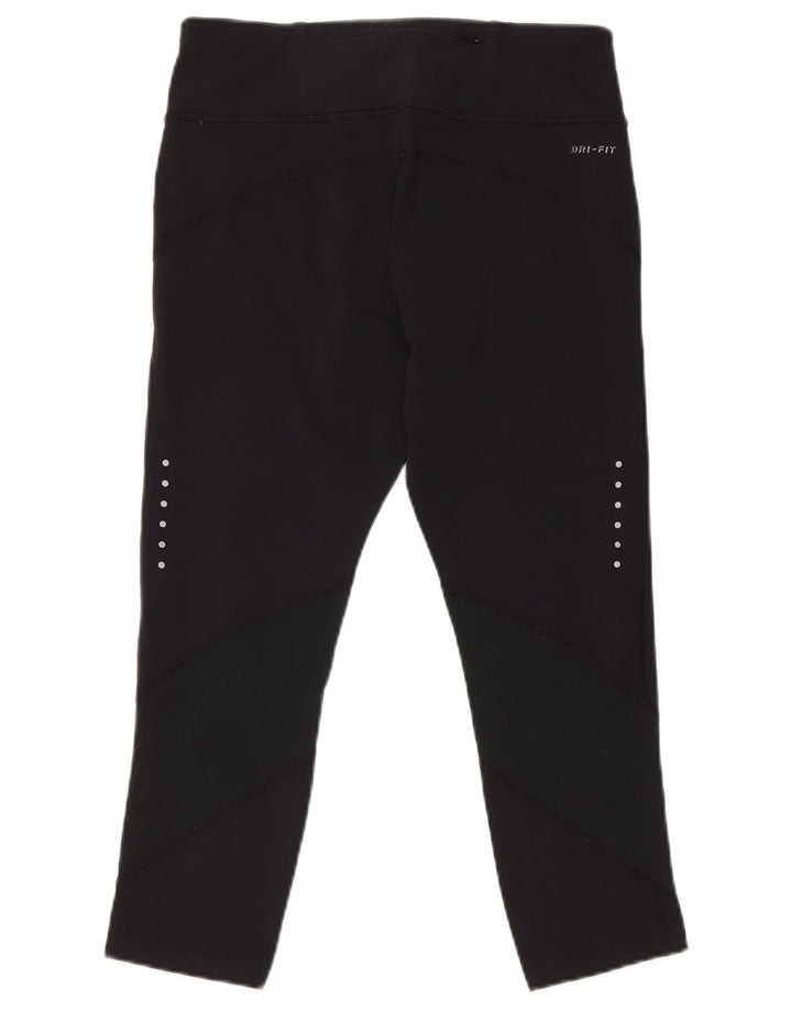 Nike Womens Dri Fit Capri Leggings UK 12 Medium  Black Nylon