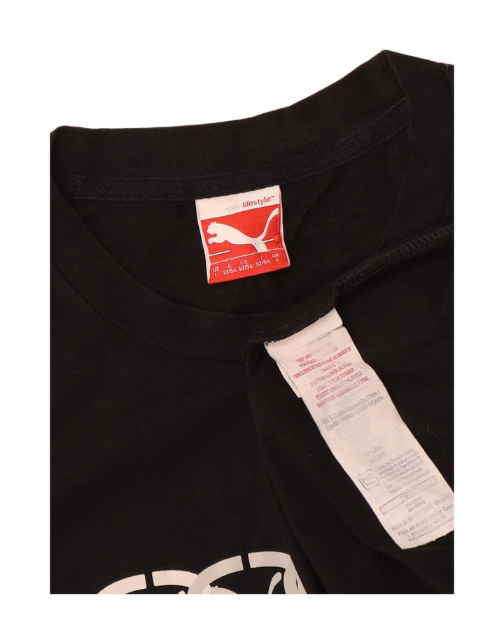 Puma Herre Grafisk T-Shirt Top Stor Sort Bomuld