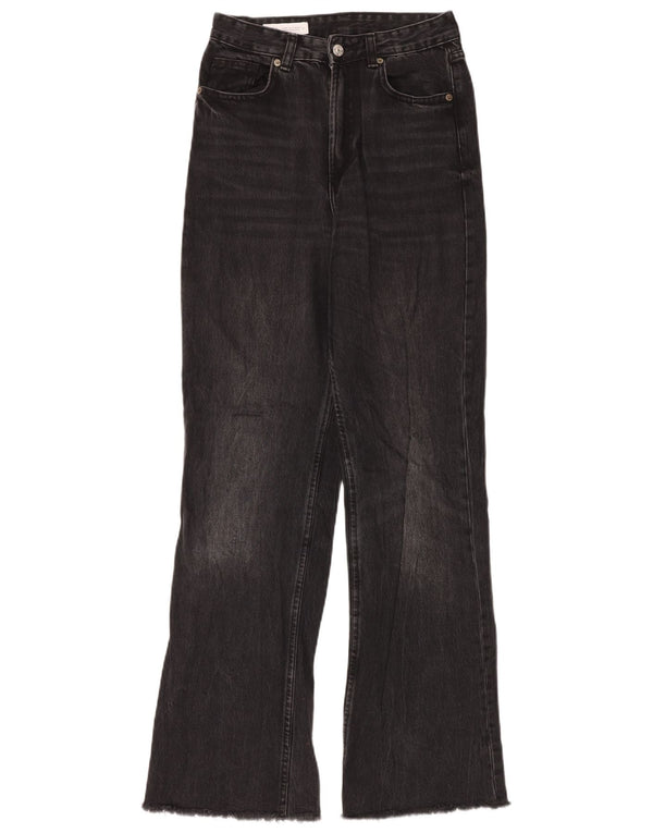 Zara Dame Jeans med høj talje og brede ben EU 36 XS W26 L34 Sort Bomuld