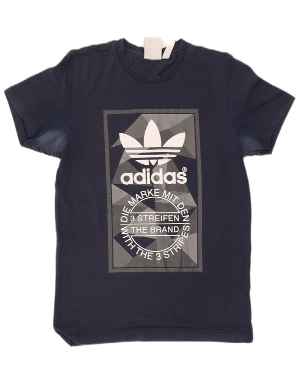 Adidas Mens Graphic T-Shirt Top Small Navy Blue Cotton