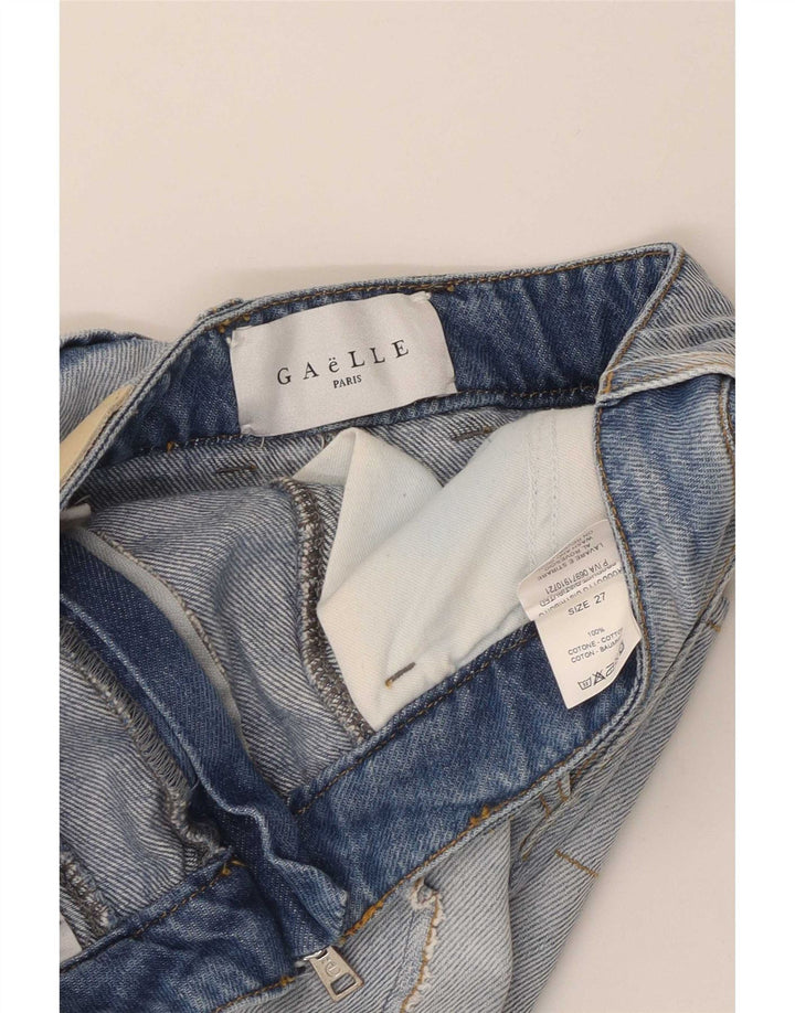 Gaelle Womens Graphic Denim Skirt W27 Small Blue Cotton