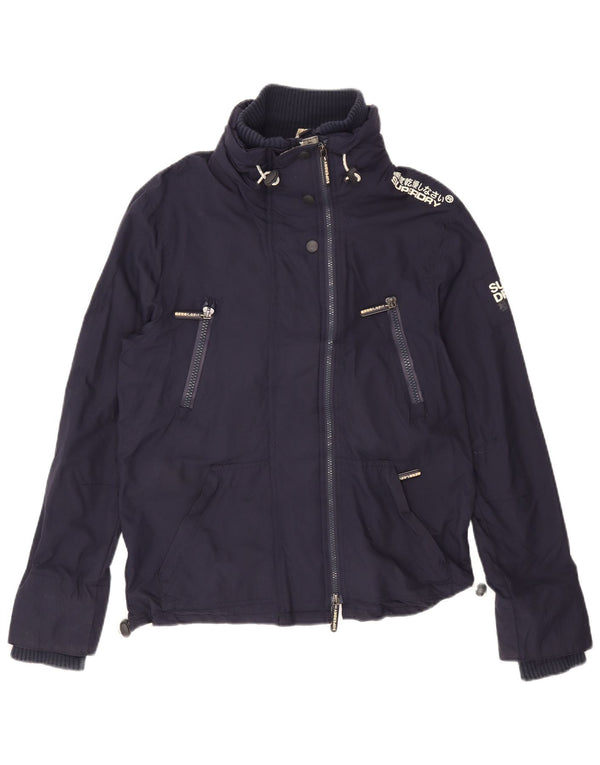 Superdry Mens Graphic Rain Jacket UK 38 Medium Navy Blue Nylon