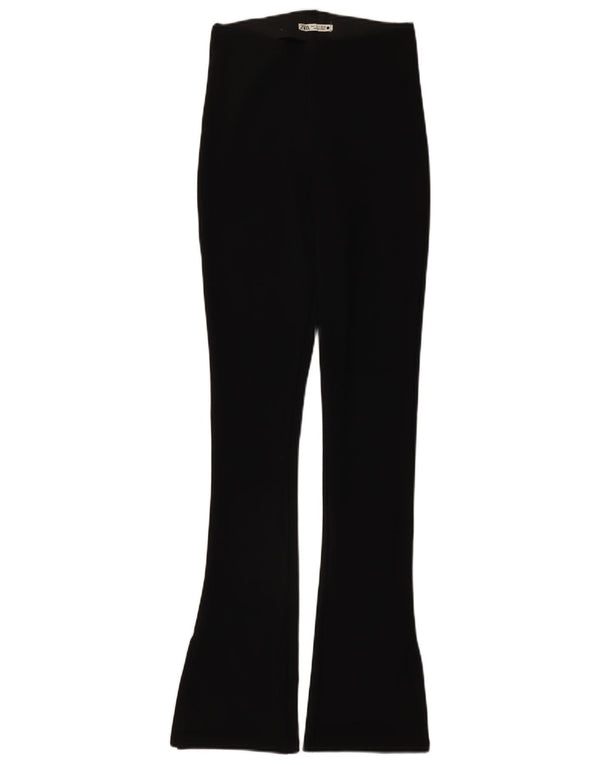 Zara Womens Flare Casual Trousers Small W26 L32 Black Polyester