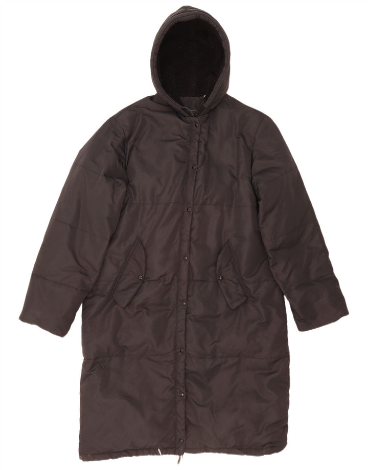 Vintage Womens Hooded Oversized Padded Coat IT 46 Large Black Polyamide