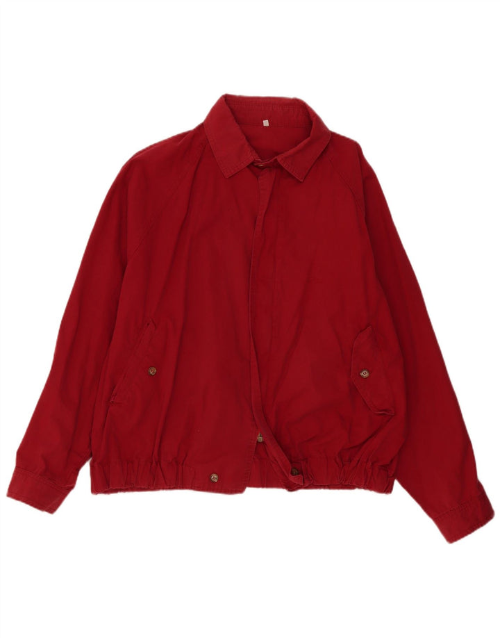 James Dillon Mens Loose Fit Bomber Jacket UK 38 Medium Red Cotton