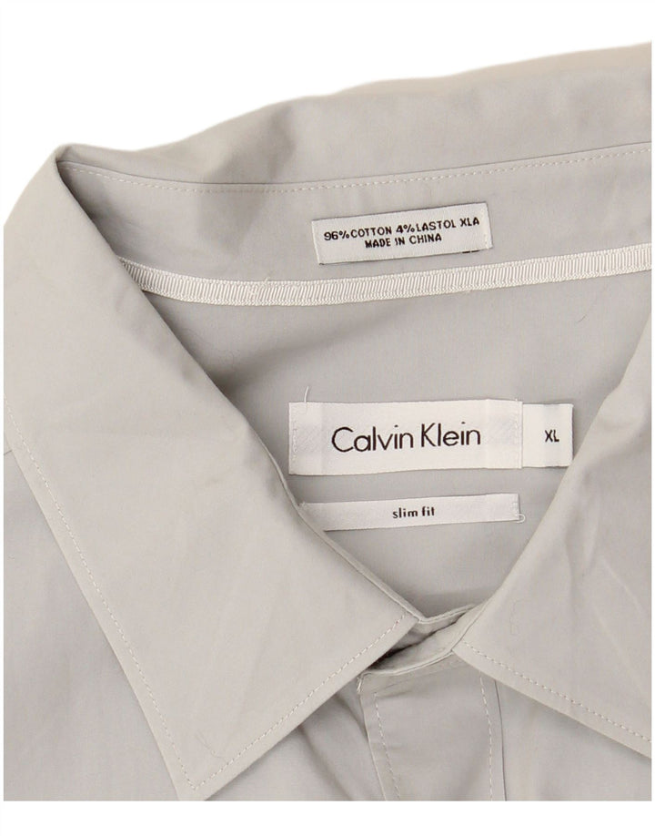 CALVIN KLEIN Mens Slim Fit Shirt XL Grey Cotton