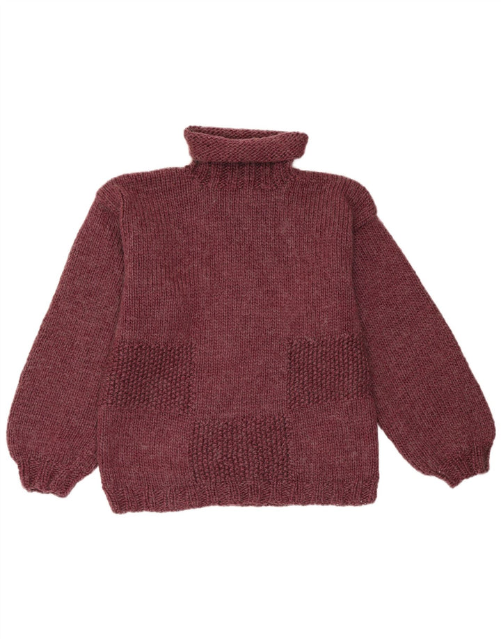 Vintage Womens Roll Neck Jumper Sweater UK 14 Medium Burgundy