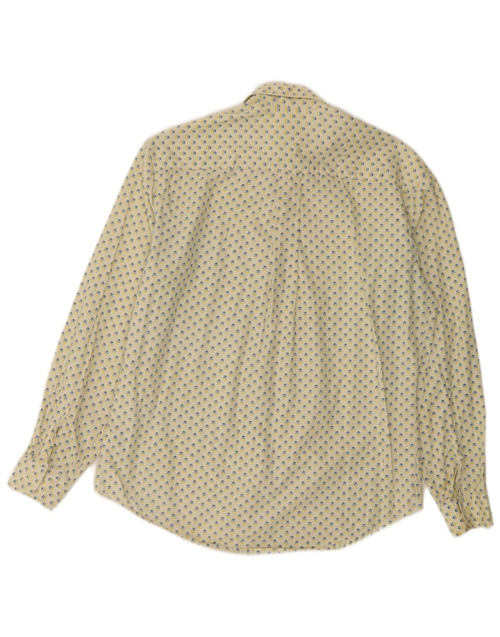 UNIFORM kvinders løs pasform abstrakt mønster skjorte UK 14 Medium gul bomuld