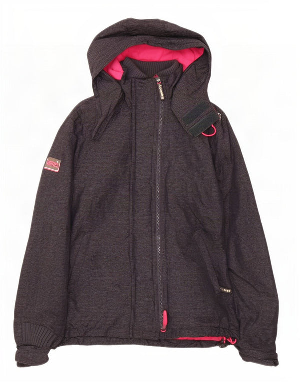 Superdry vindjakke til kvinder med hætte vindjakke UK 16 Large Grå