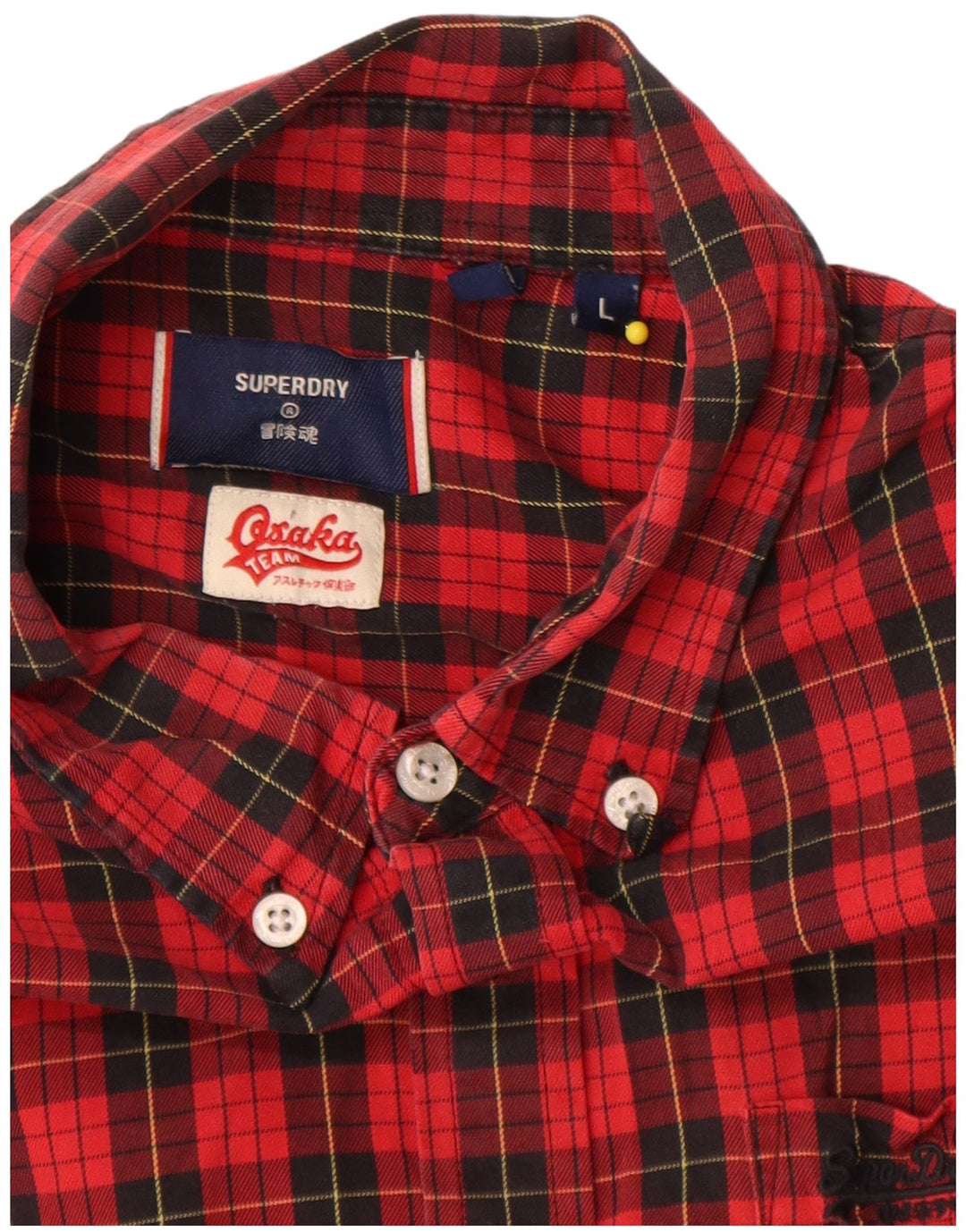 Superdry Mens Flannel Shirt Large Red Check Cotton