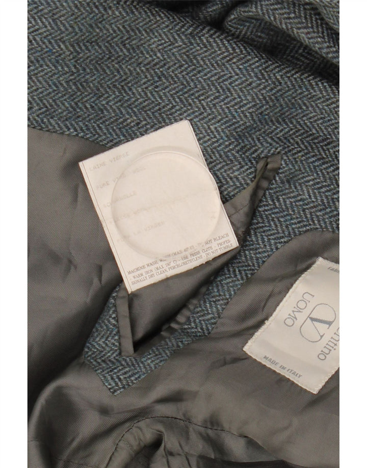 Giacca blazer da uomo a 2 bottoni Valentino IT 50 Large in lana a spina di pesce grigia